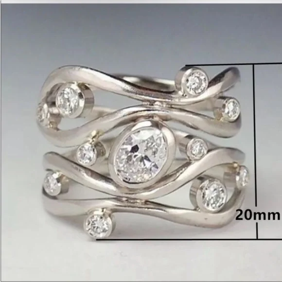 New Women’s 925 Silver Stackable Diamond Ring - Picture 2 of 2
